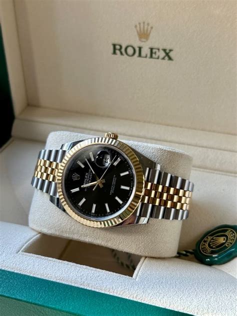 rolex datejust bicolor schwarzes zifferblatt|Rolex Datejust zifferblatt.